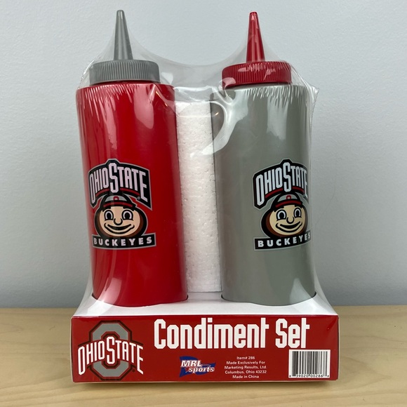 Ohio State Buckeyes OSU Condiment Set For Ketchup and Mustard - New! - Picture 1 of 5